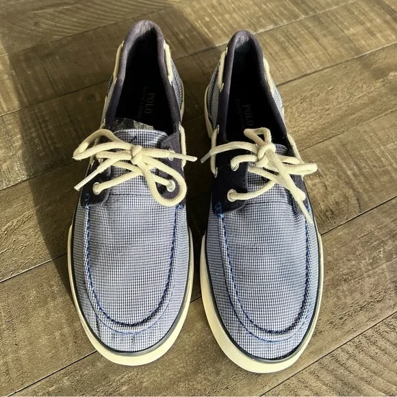Polo Ralph Lauren Men's Lander Boat Shoes - Blue/Off White 10.5 - Picture 2 of 7